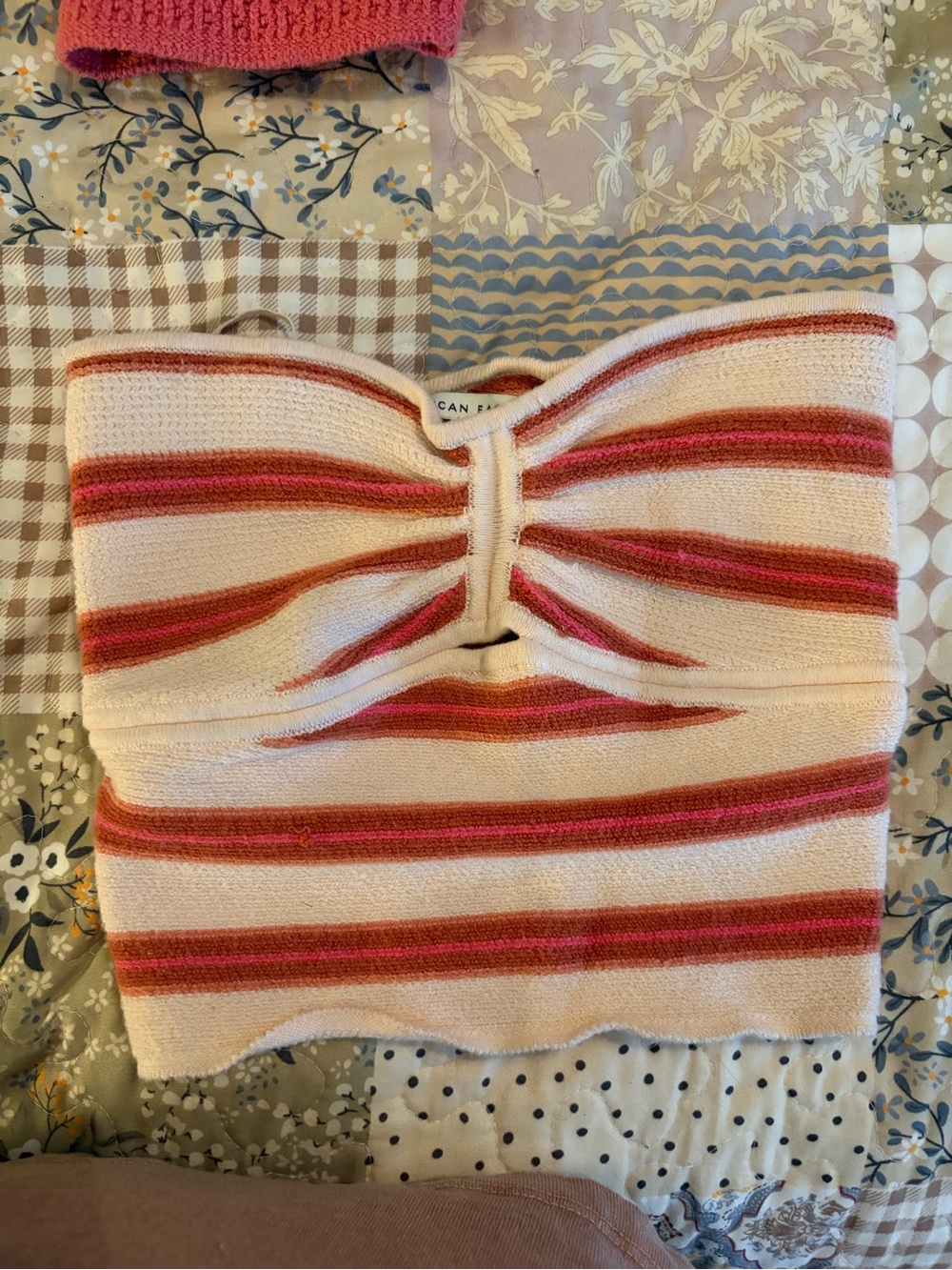American Eagle Striped Knit Strapless Top